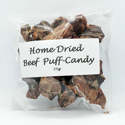 close up of pack containing beef puff 